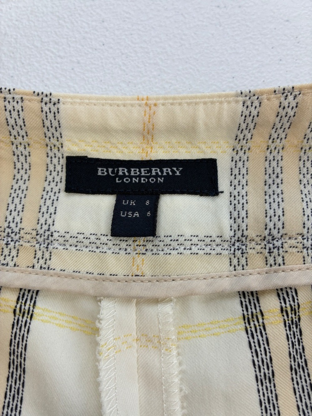 Burberry London Nova Check Pants Plaid Wide Leg Trousers Tan Cream Vintage 6 - Picture 5 of 7